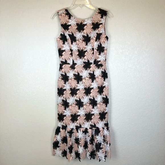 Dress The Population Ines Lace Appliqué Drop Waist Midi Dress Size Small New - Picture 1 of 15